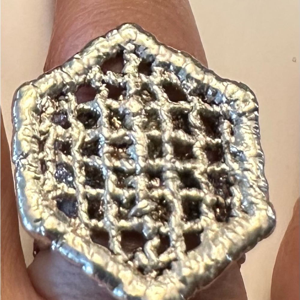 Textured Silver Toned Statement Ring. - image 6